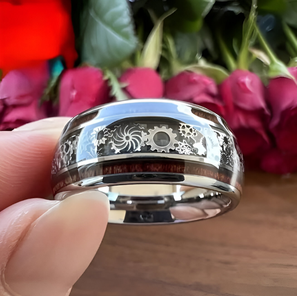 Luxurious Stainless Steel Mechanical Gear Ring