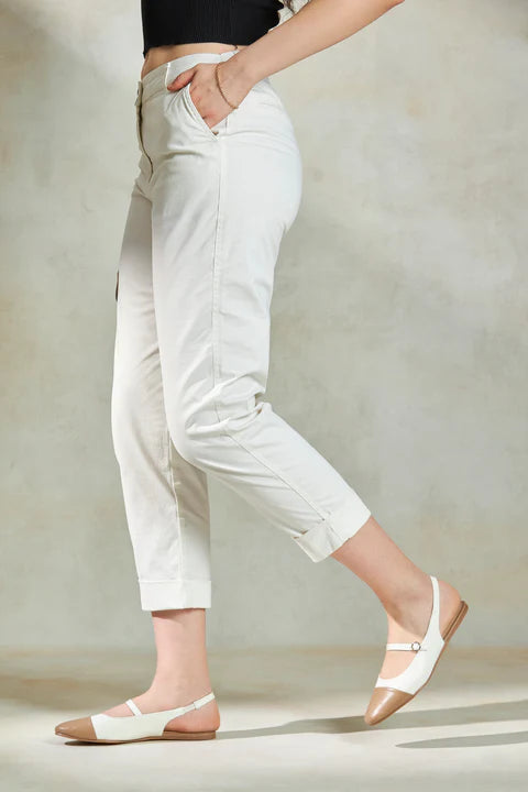 High-Waisted 100% Cotton Mom Fit Trousers for Women – Breathable & Stylish Everyday Pants