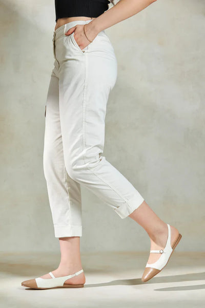 High-Waisted 100% Cotton Mom Fit Trousers for Women – Breathable & Stylish Everyday Pants