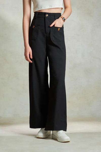 Twill Straight Fit Trousers for Women – Tailored Comfort with Classic Elegance