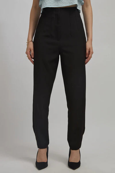 Women's Stretch Black High-Waist Trousers – Slim Fit, All-Day Comfort Pants