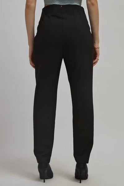 Women's Stretch Black High-Waist Trousers – Slim Fit, All-Day Comfort Pants