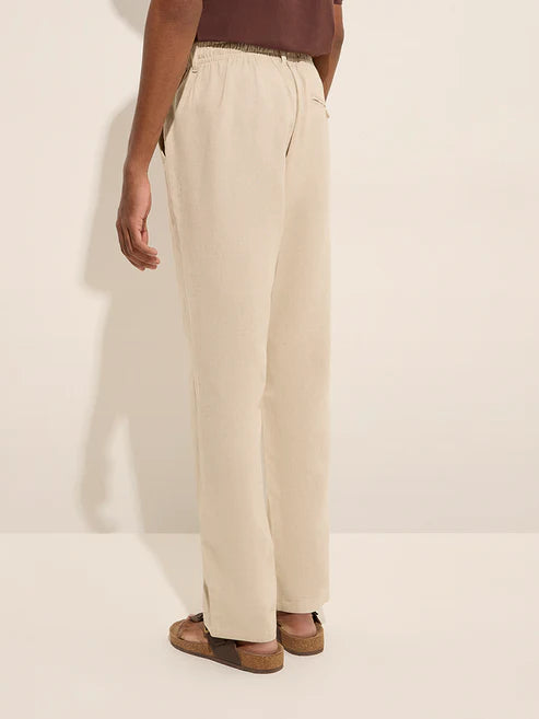 Men’s Beige Cotton Blend Chinos – Relaxed Fit Mid-Rise Casual Trousers