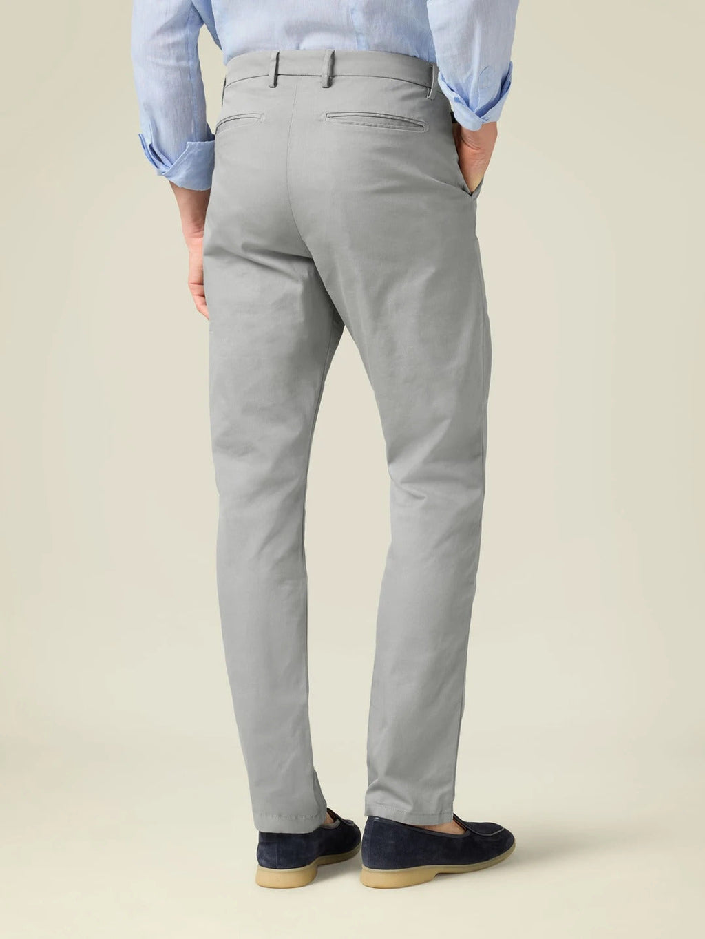 Men's Light Grey Cotton Chinos – Lightweight, Breathable Trousers for Smart Casual Looks