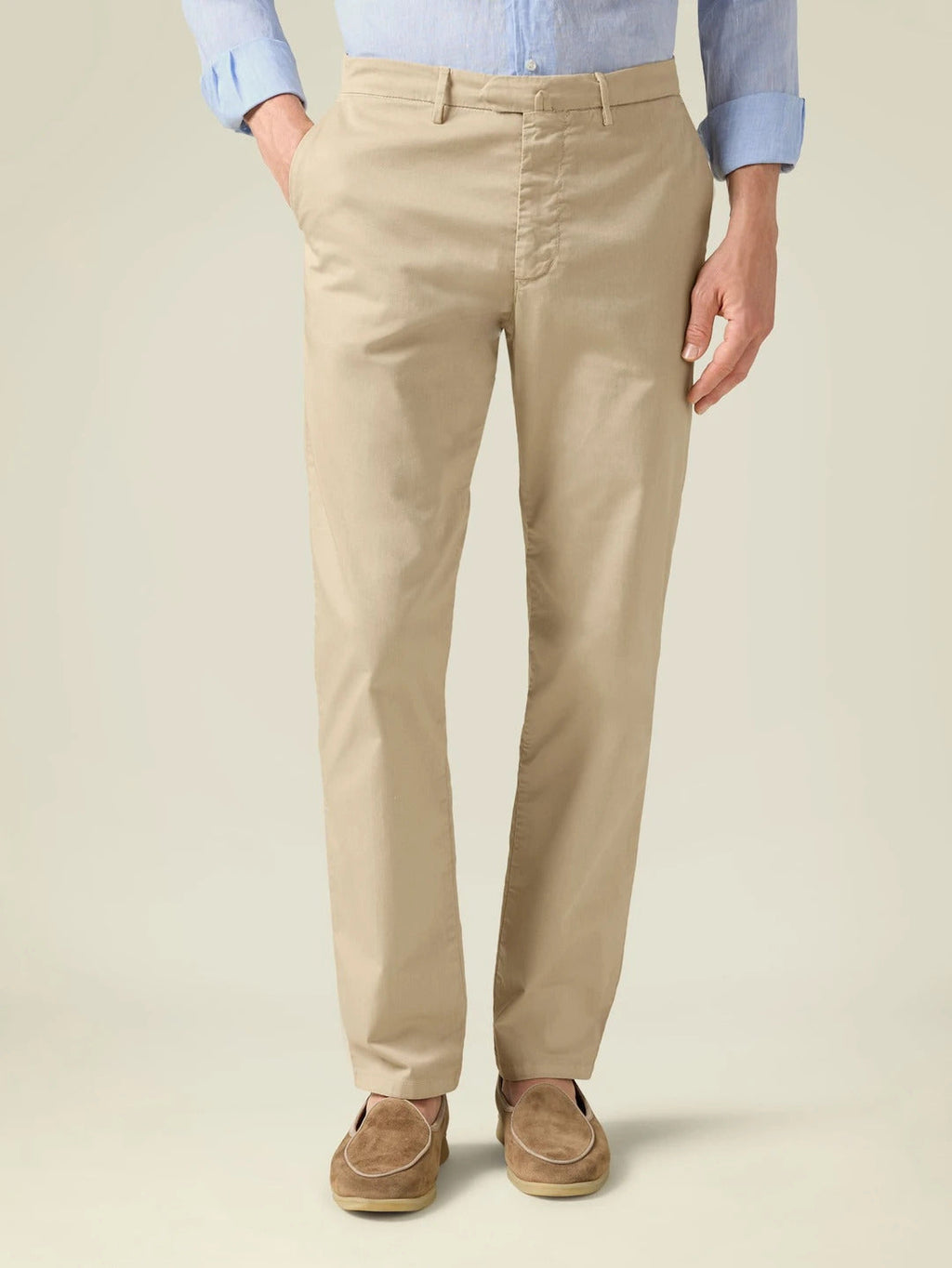 Men's Lightweight Cream Cotton Chinos – Breathable Summer Trousers for Everyday Style
