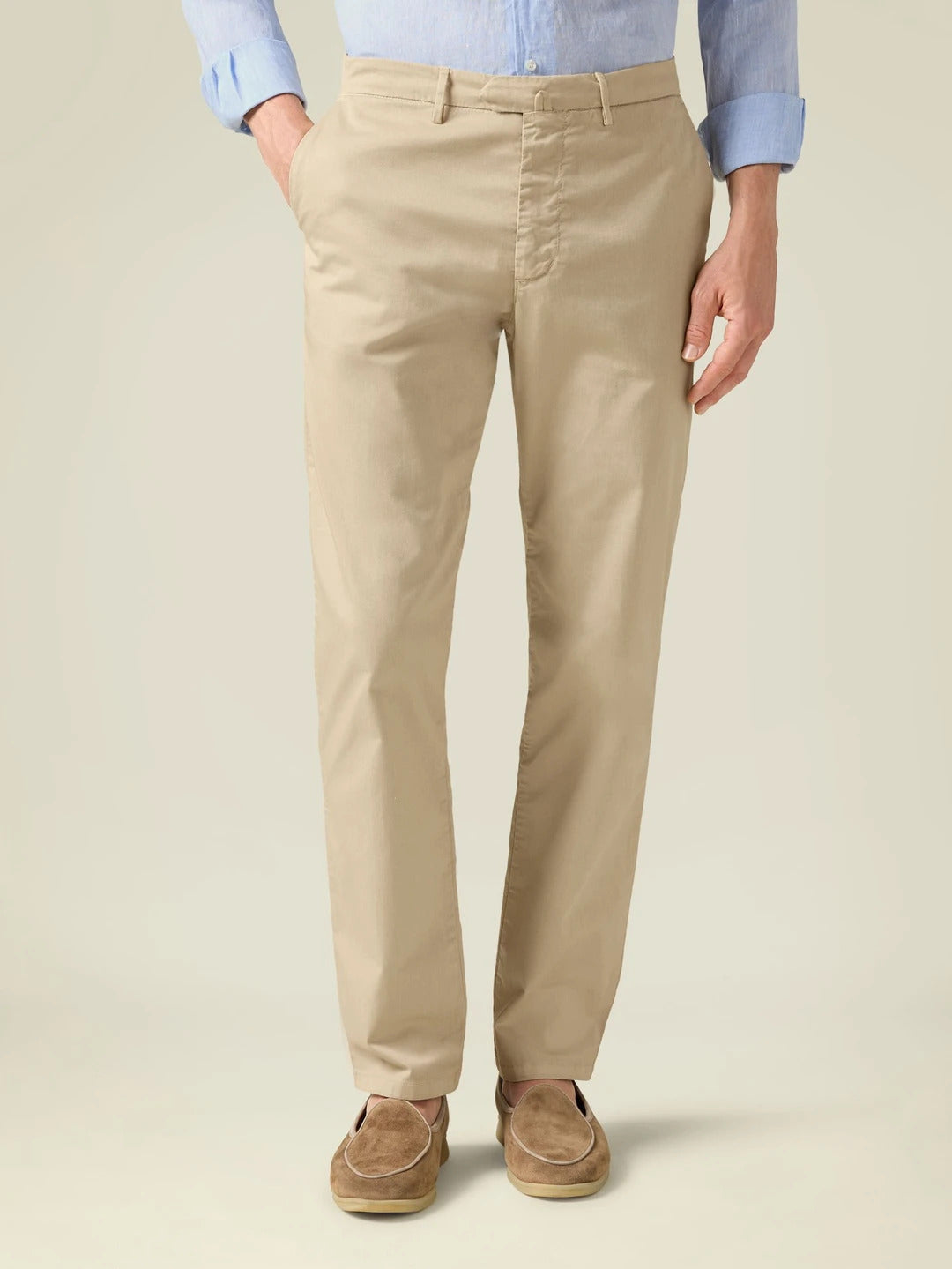 Men's Lightweight Cream Cotton Chinos – Breathable Summer Trousers for Everyday Style