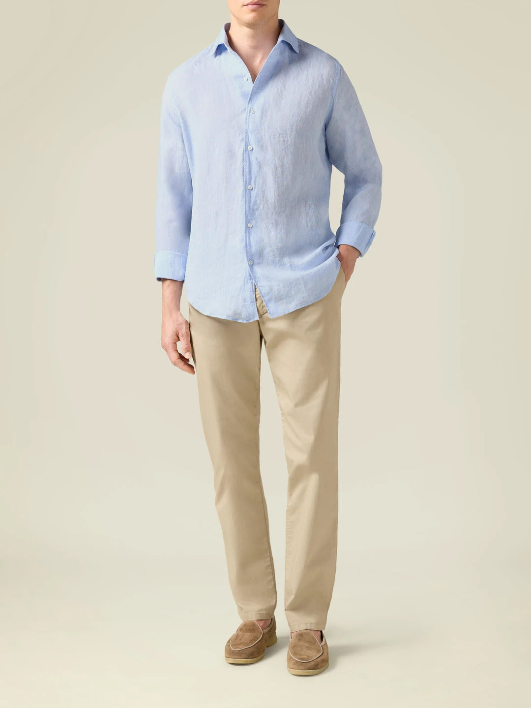 Men's Lightweight Cream Cotton Chinos – Breathable Summer Trousers for Everyday Style