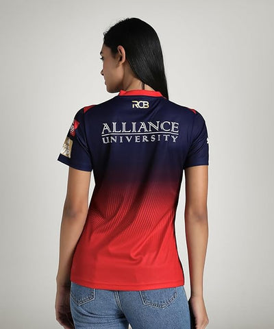 Women's Jersey 2025 Latest for RCB Team | Official Match Jersey | Comfortable Fit V-Neck Cricket T-Shirt | Half Sleeve Polyester Fan Wear