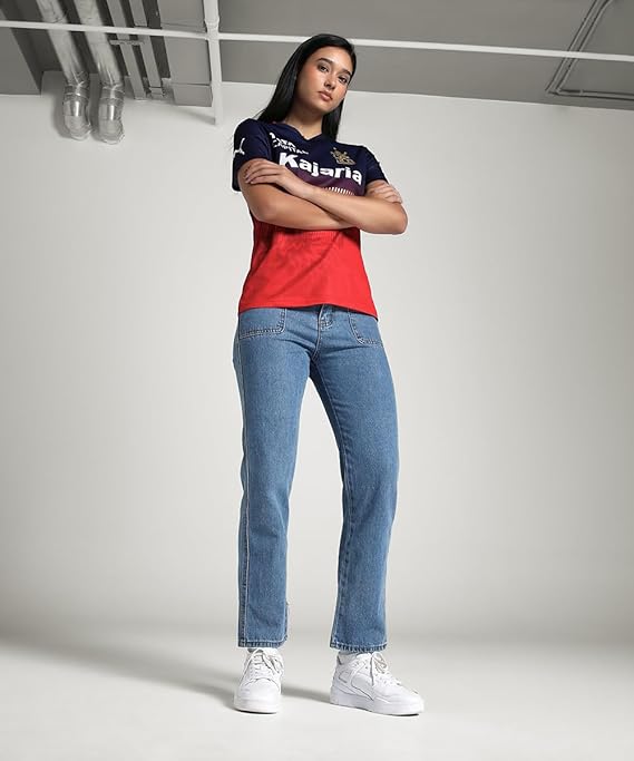 Women's Jersey 2025 Latest for RCB Team | Official Match Jersey | Comfortable Fit V-Neck Cricket T-Shirt | Half Sleeve Polyester Fan Wear
