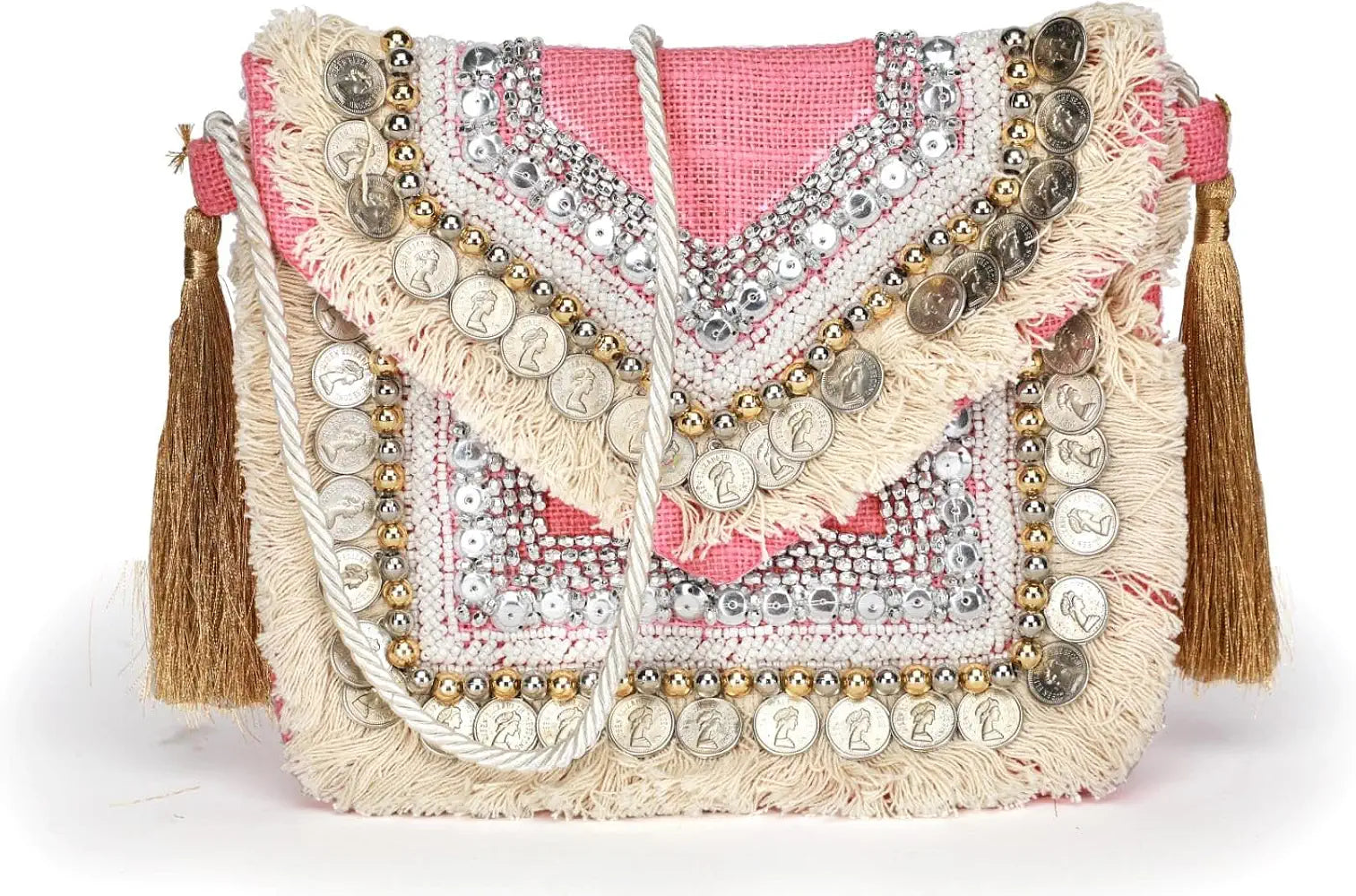 Belle mode Handcrafted Canvas Shoulder Bag Clutch for Women