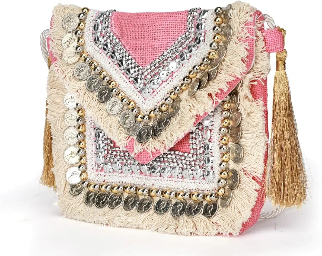 Belle mode Handcrafted Canvas Shoulder Bag Clutch for Women