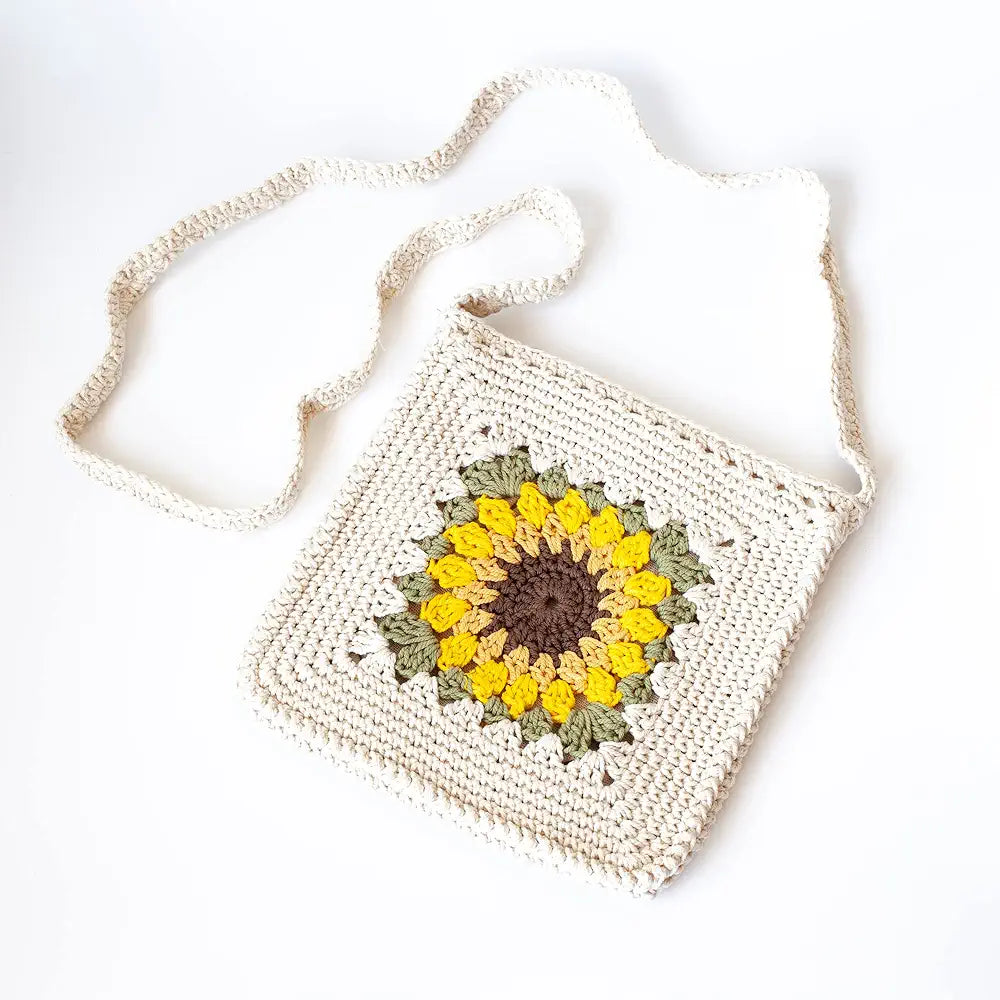 Belle Mode Handmade Crochet Cotton Sunflower Shoulder Bag