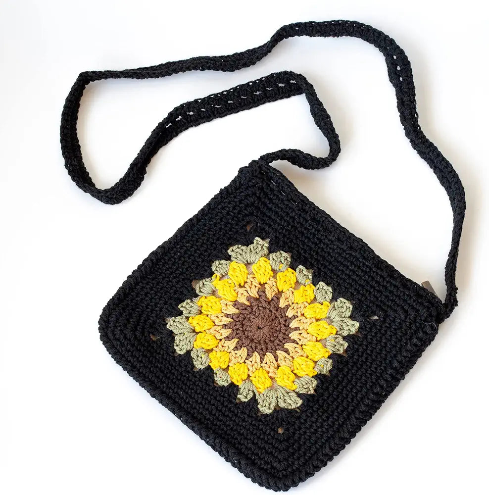 Belle Mode Handmade Crochet Cotton Sunflower Shoulder Bag