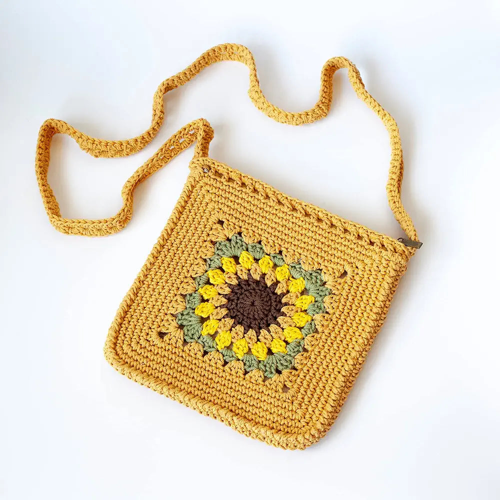 Belle Mode Handmade Crochet Cotton Sunflower Shoulder Bag