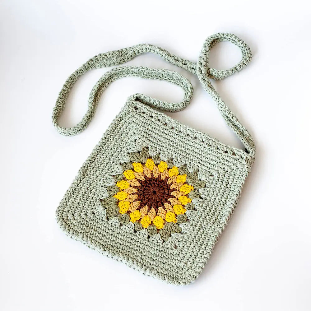 Belle Mode Handmade Crochet Cotton Sunflower Shoulder Bag