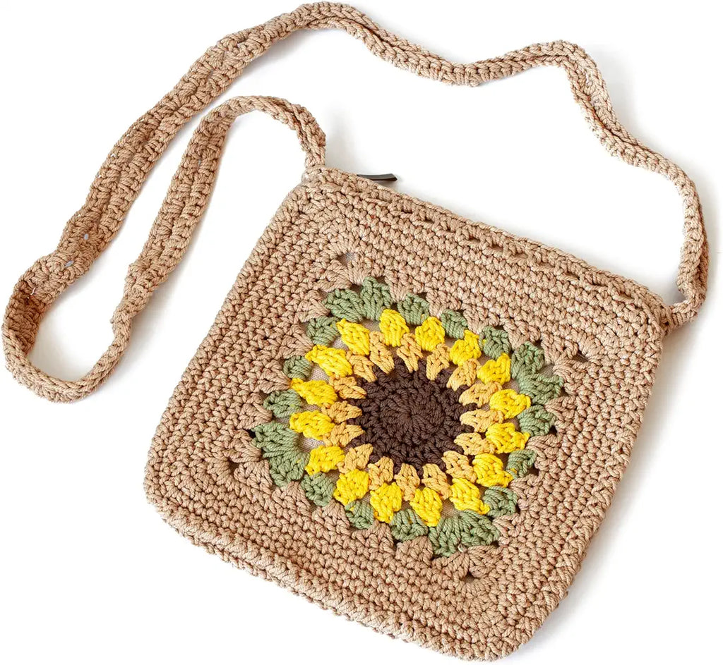 Belle Mode Handmade Crochet Cotton Sunflower Shoulder Bag