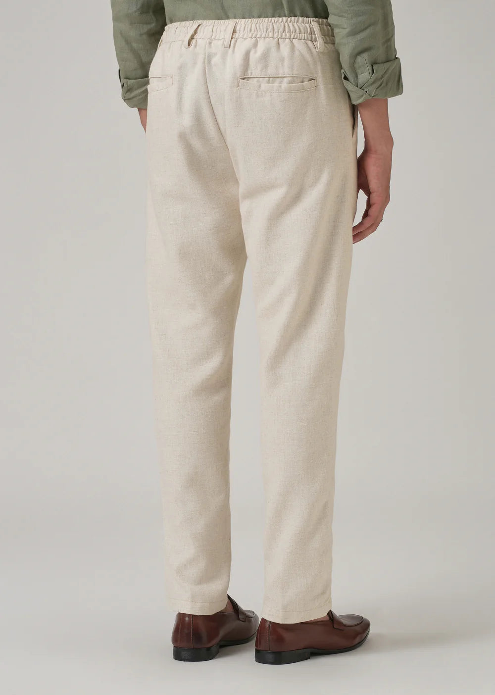 Men’s Beige Blended Linen Pants – Lightweight Summer Casual Trousers