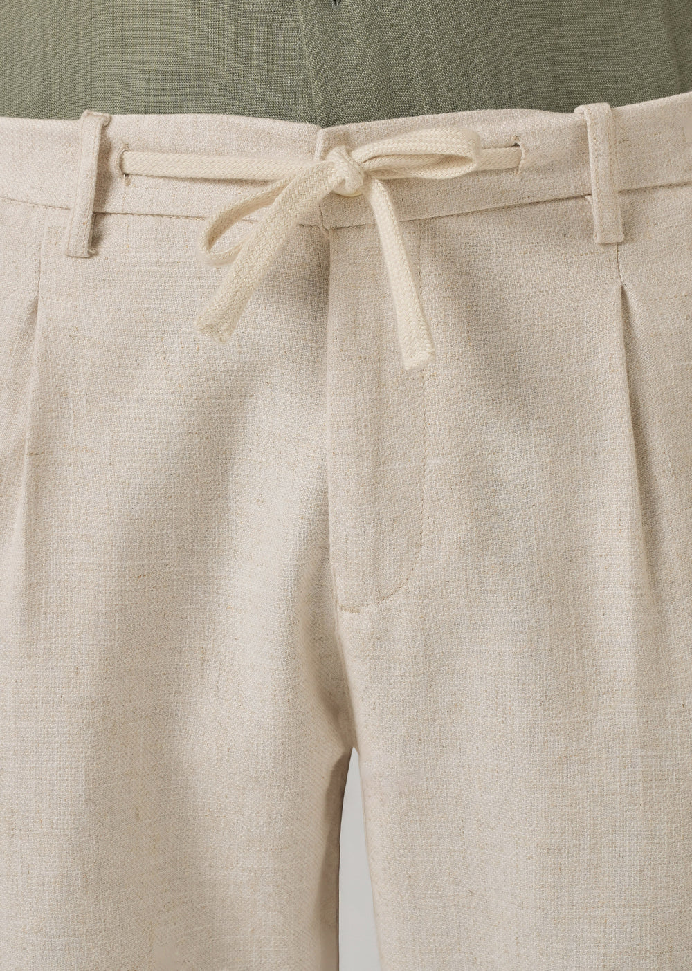 Men’s Beige Blended Linen Pants – Lightweight Summer Casual Trousers