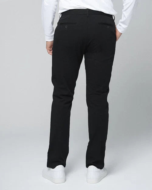 Men's Slim Fit Black Tech Chino Pants – Stretchable, Wrinkle-Free, All-Day Comfort