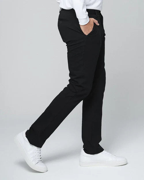 Men's Slim Fit Black Tech Chino Pants – Stretchable, Wrinkle-Free, All-Day Comfort