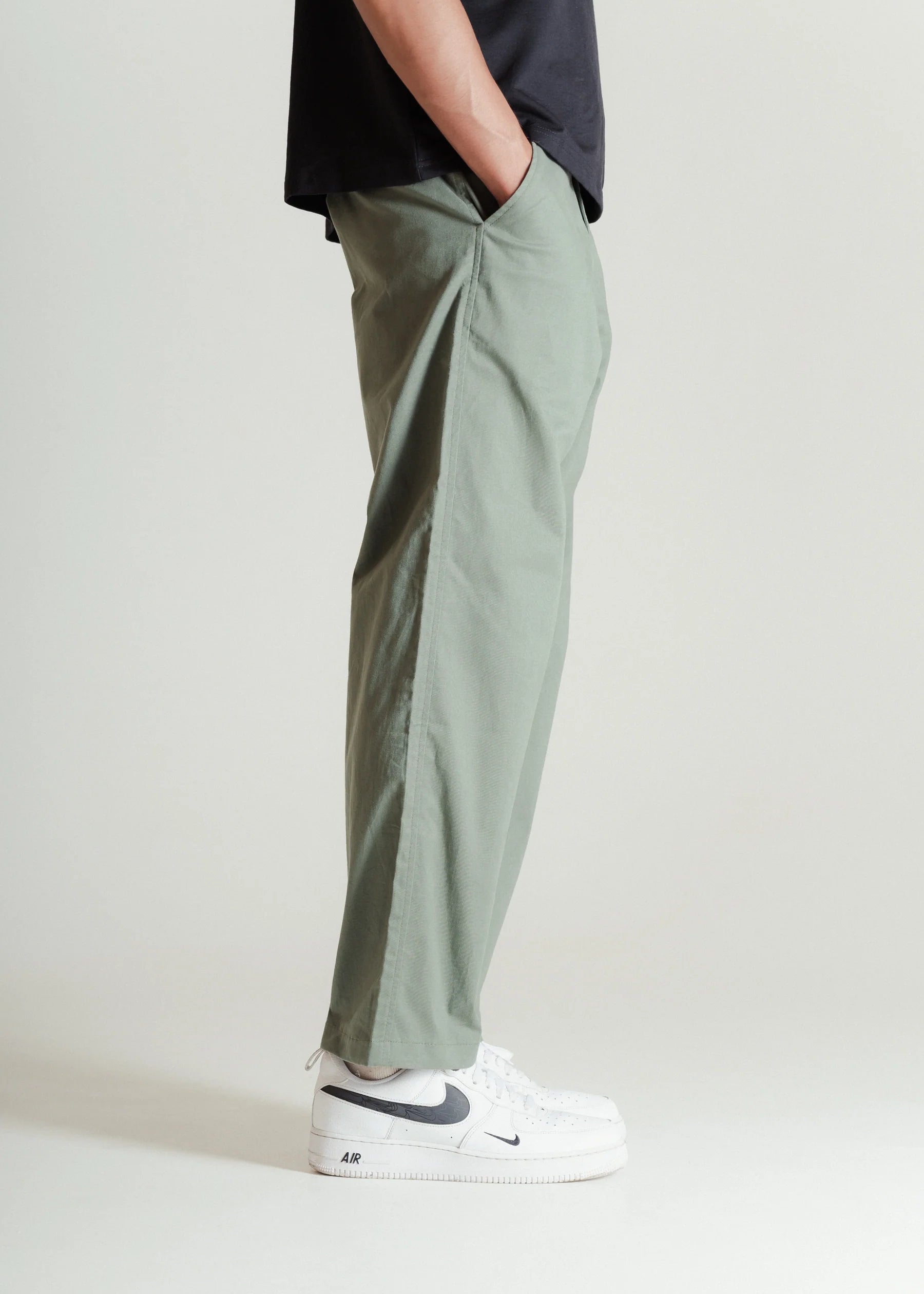 Men’s Muted Green Relaxed Fit Chinos – Classic Cotton Blend Casual Trousers