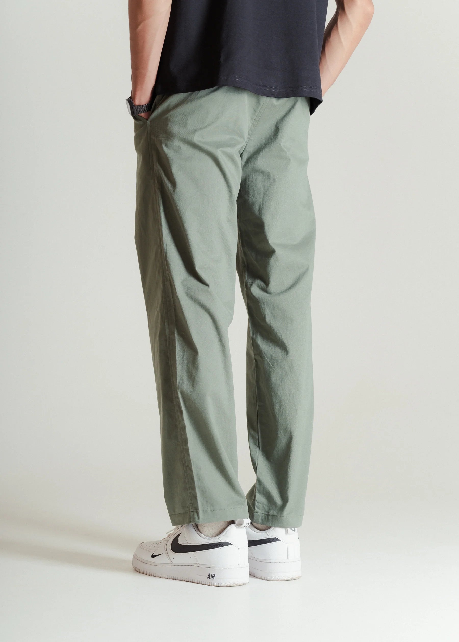 Men’s Muted Green Relaxed Fit Chinos – Classic Cotton Blend Casual Trousers