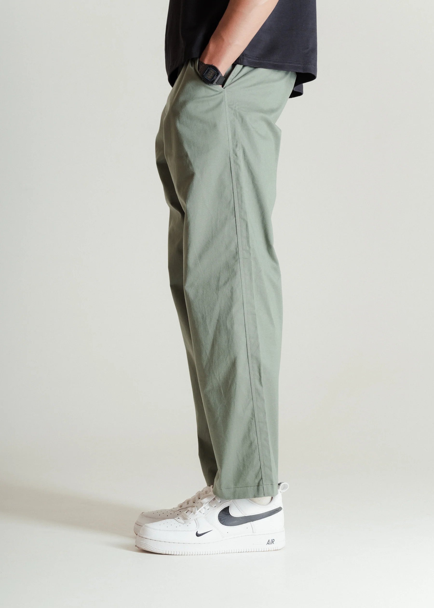 Men’s Muted Green Relaxed Fit Chinos – Classic Cotton Blend Casual Trousers