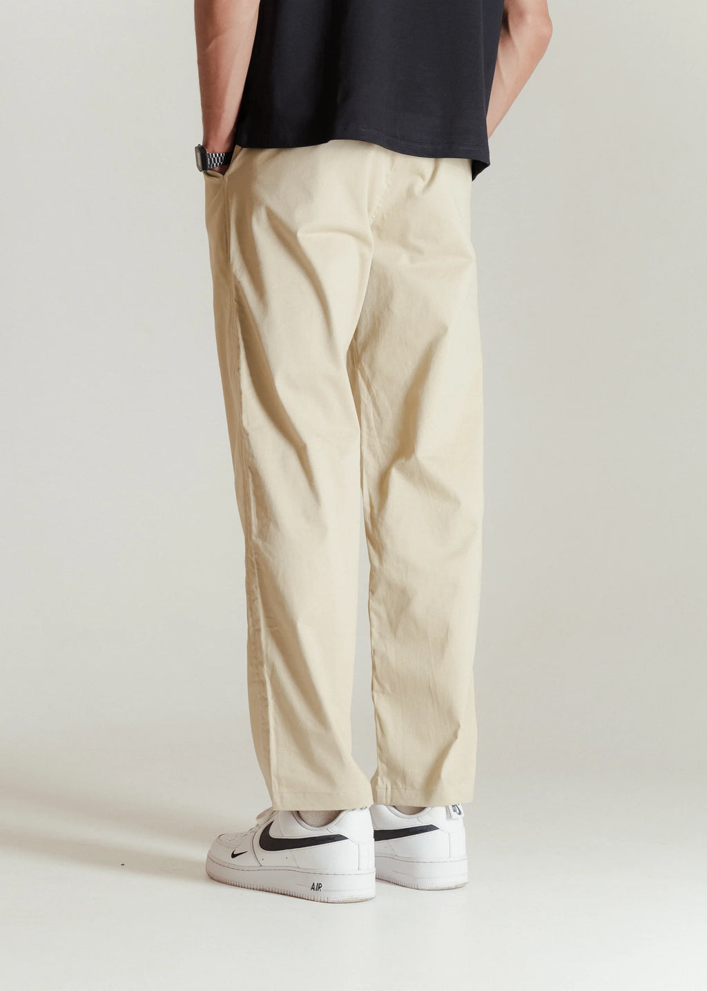 Men’s Classic Beige Relaxed Fit Chinos – Cotton Blend Casual Trousers