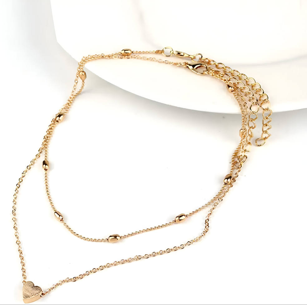 Heart Double Layered Pendant Necklace