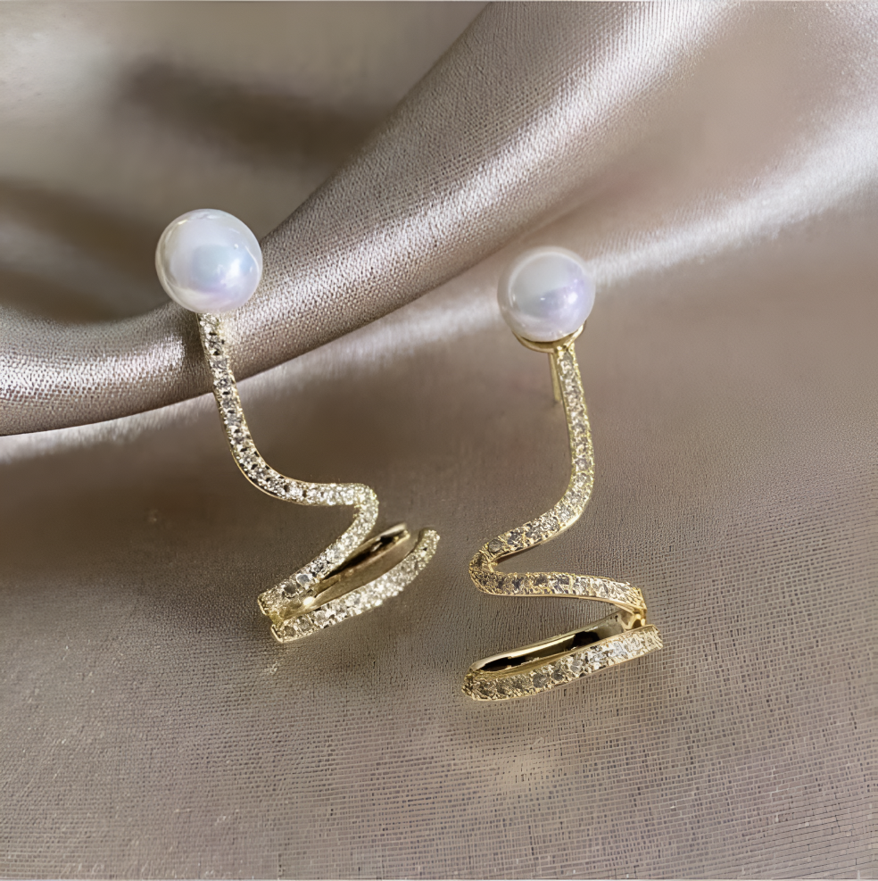 Auri Gold Plated Pearl Rhinestone Earrings