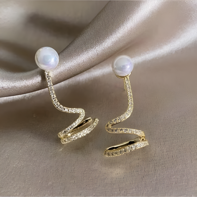 Auri Gold Plated Pearl Rhinestone Earrings
