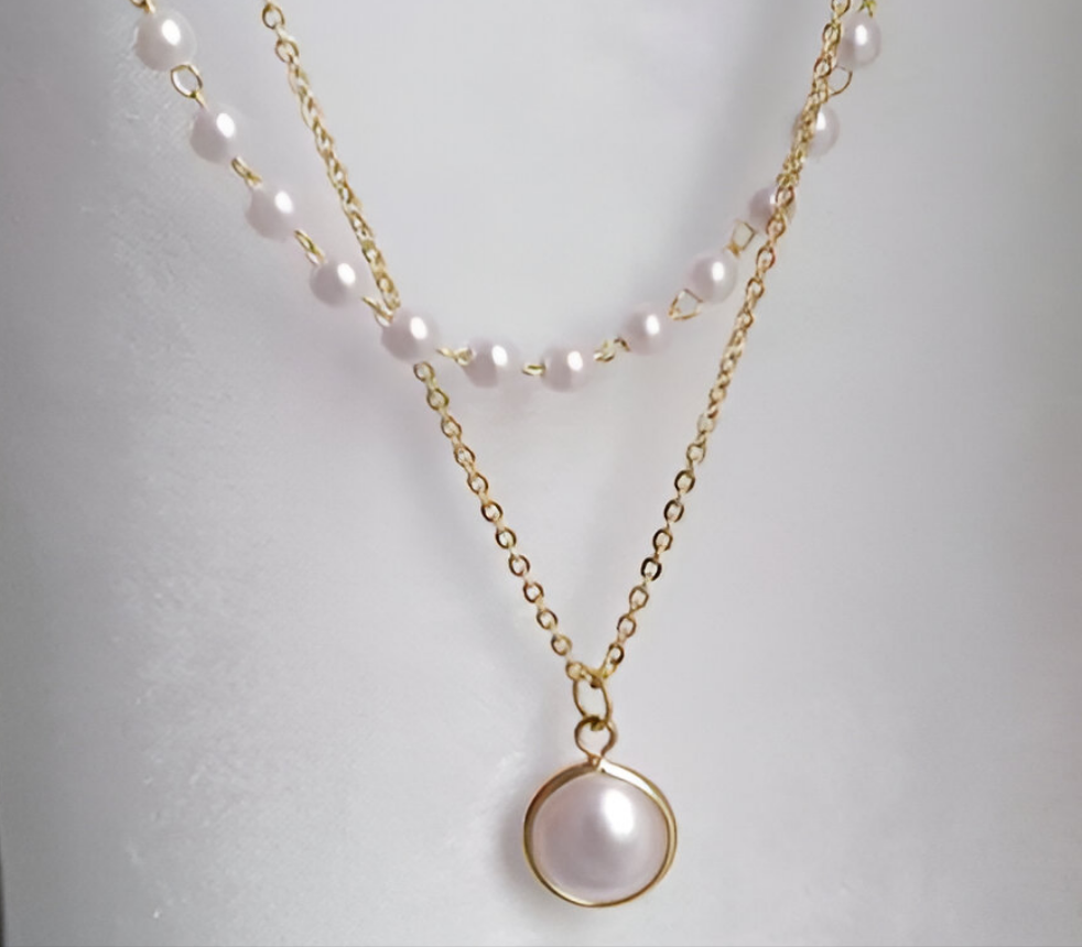 Pearl double Chain Necklace
