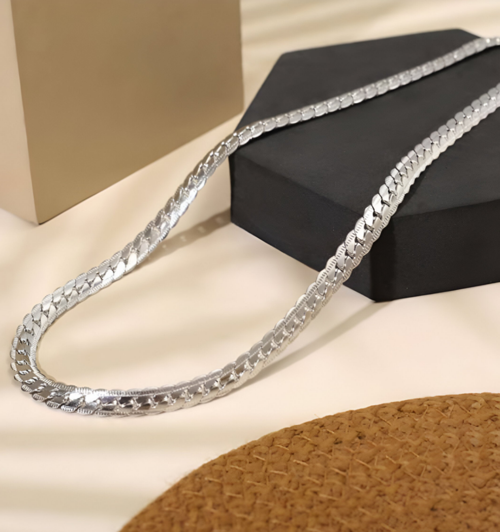 Alloy Silver Plated Chain With  Ring