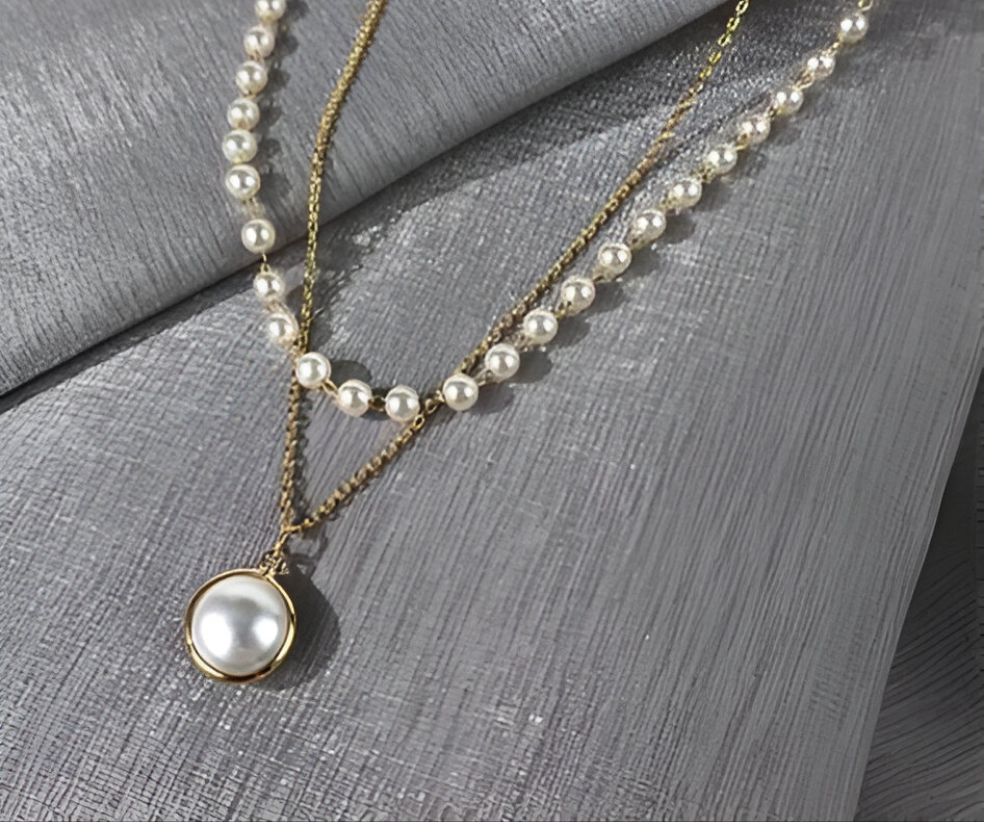 Pearl double Chain Necklace