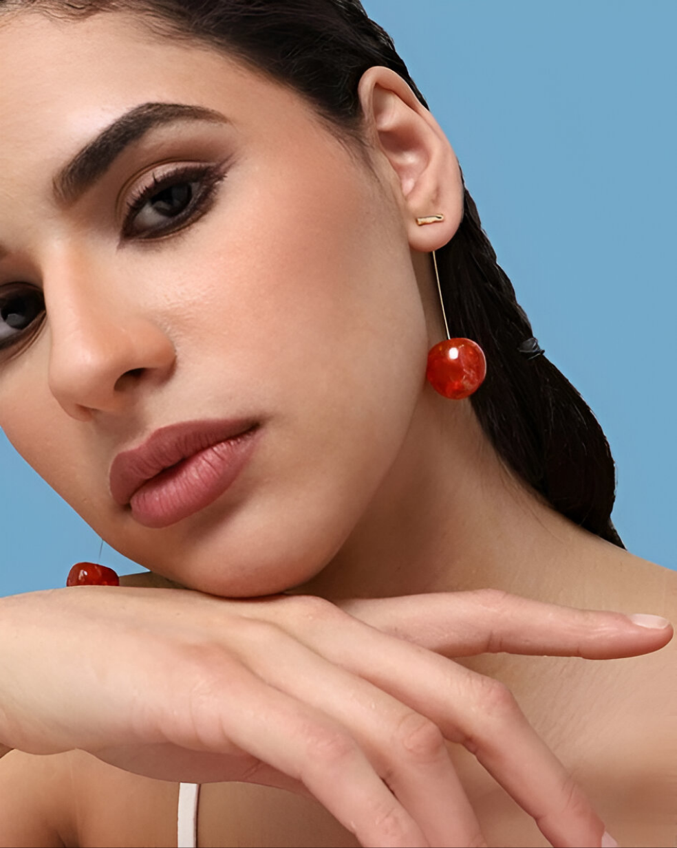 3D Red Cherry dangle Earrings