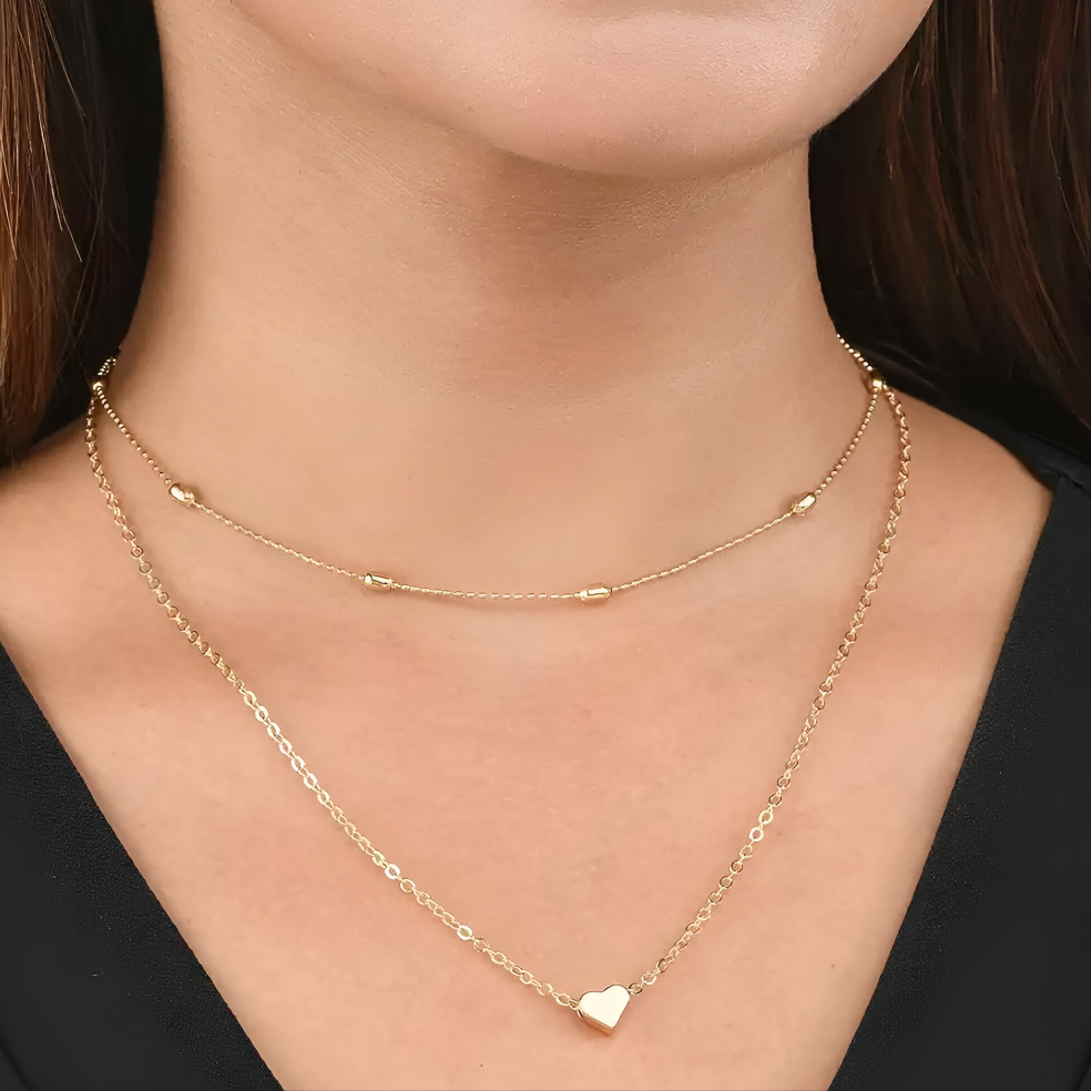 Heart Double Layered Pendant Necklace