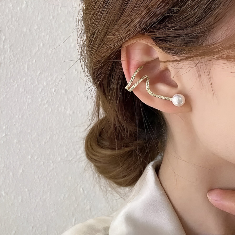 Auri Gold Plated Pearl Rhinestone Earrings