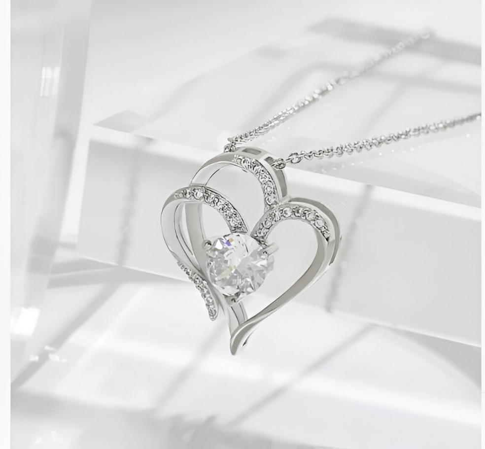 Lova Double Heart Rhinestone Necklace