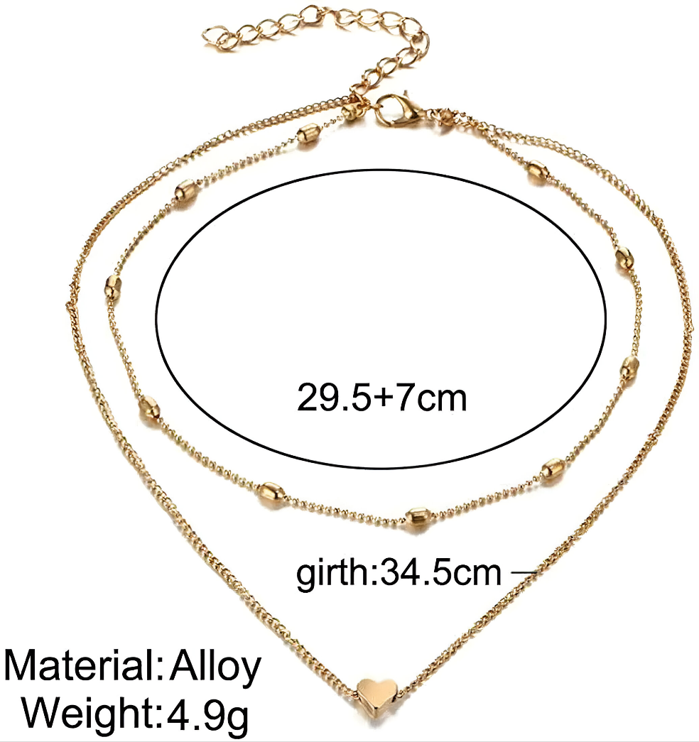 Heart Double Layered Pendant Necklace