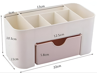 Beauty Organizer with 6 Slots & Mini Drawer for Makeup Tools