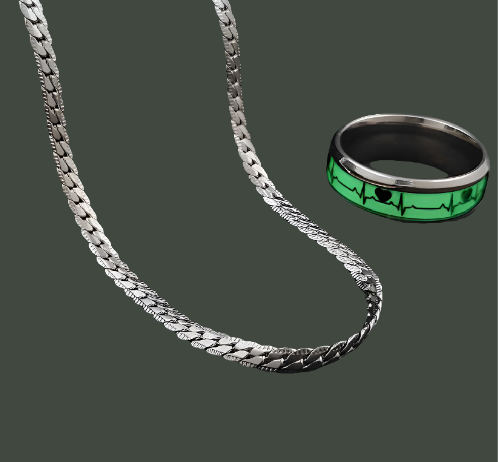 Alloy Silver Plated Chain With  Ring