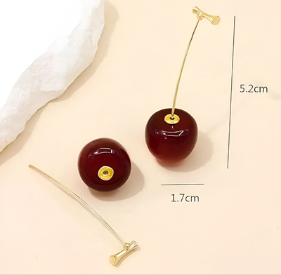 3D Red Cherry dangle Earrings