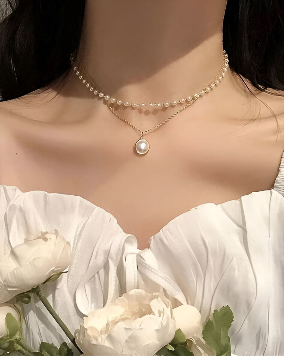 Pearl double Chain Necklace