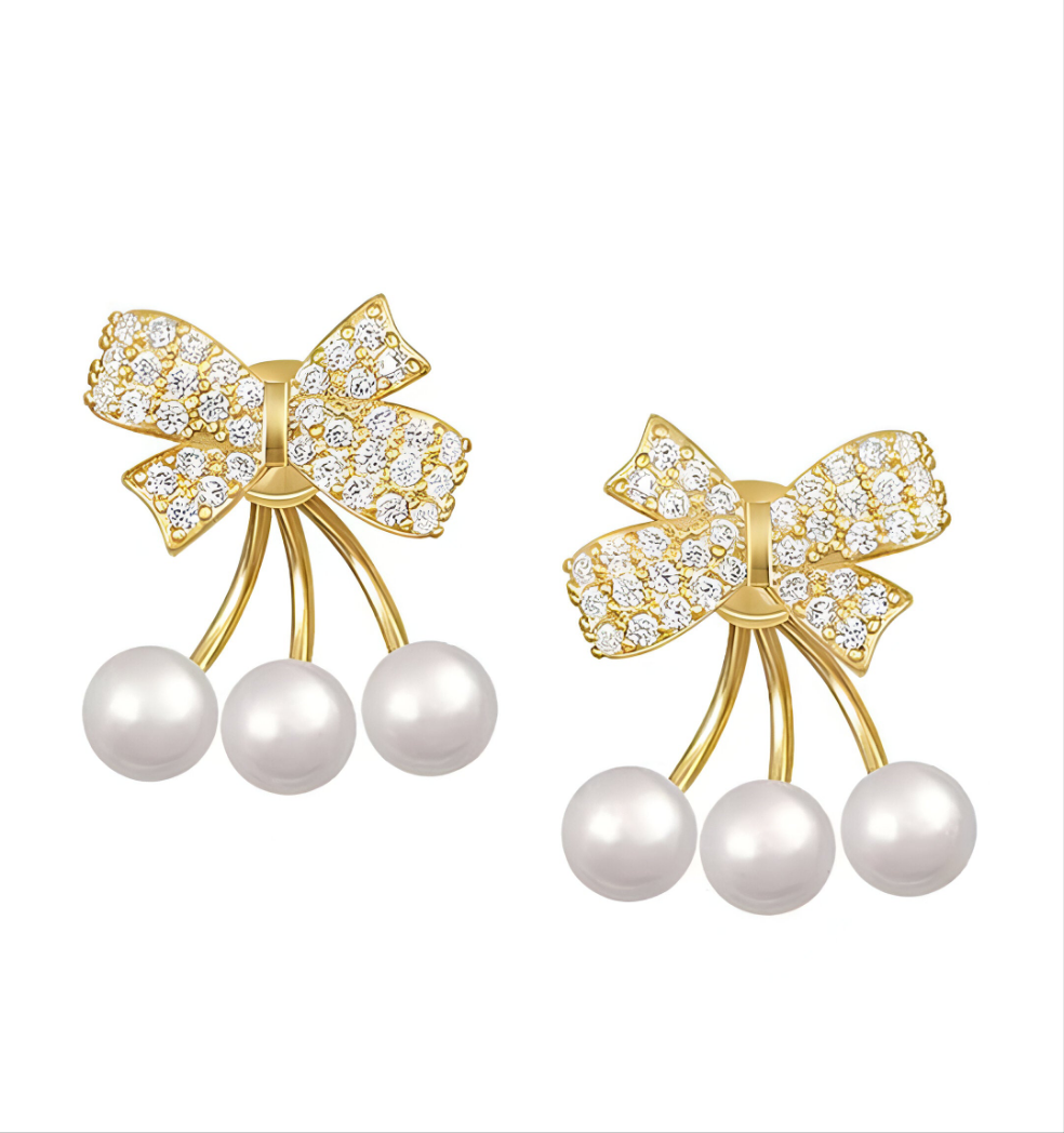 Elys Gold Plated Luxury bow Earrings