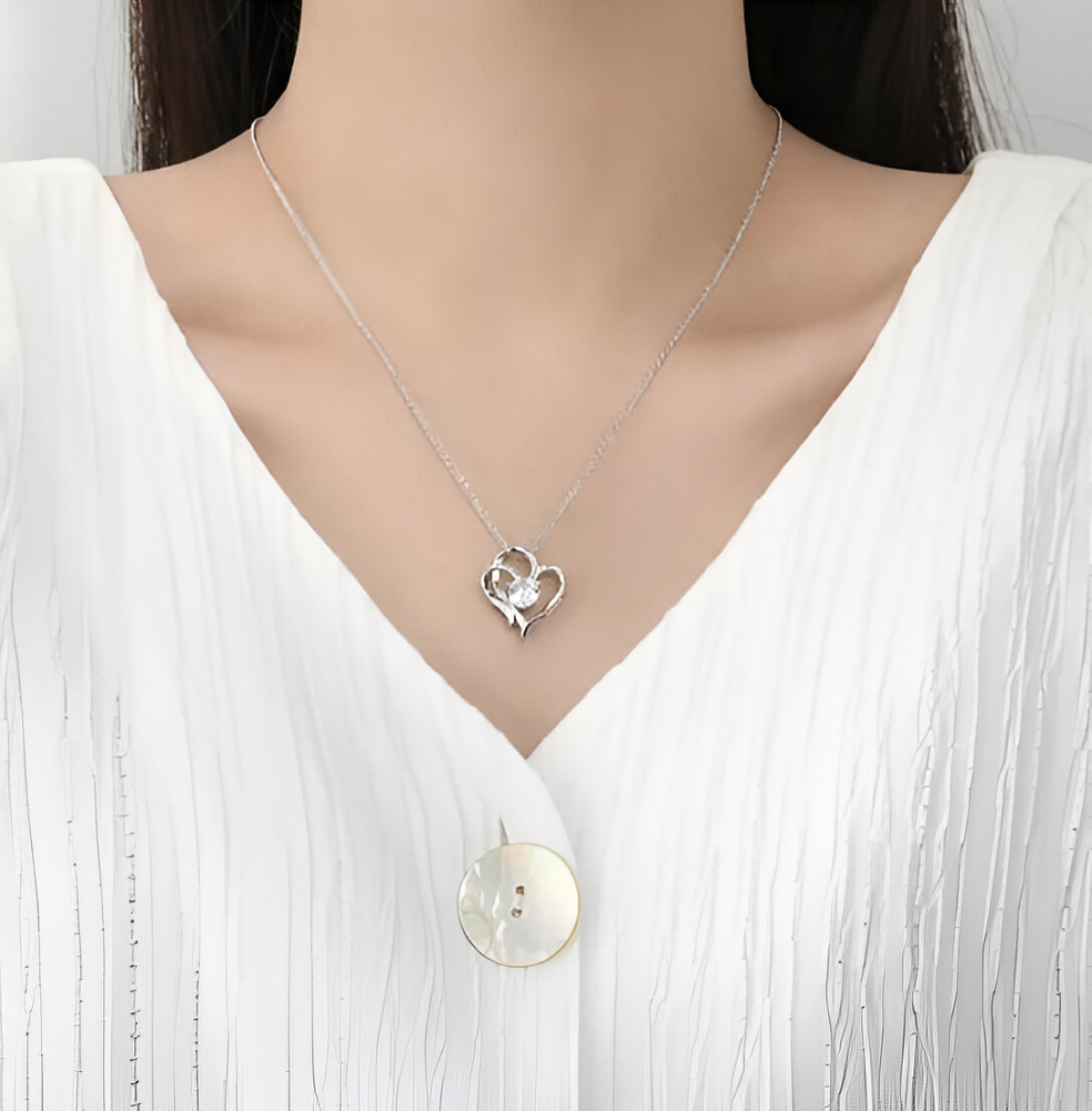Lova Double Heart Rhinestone Necklace