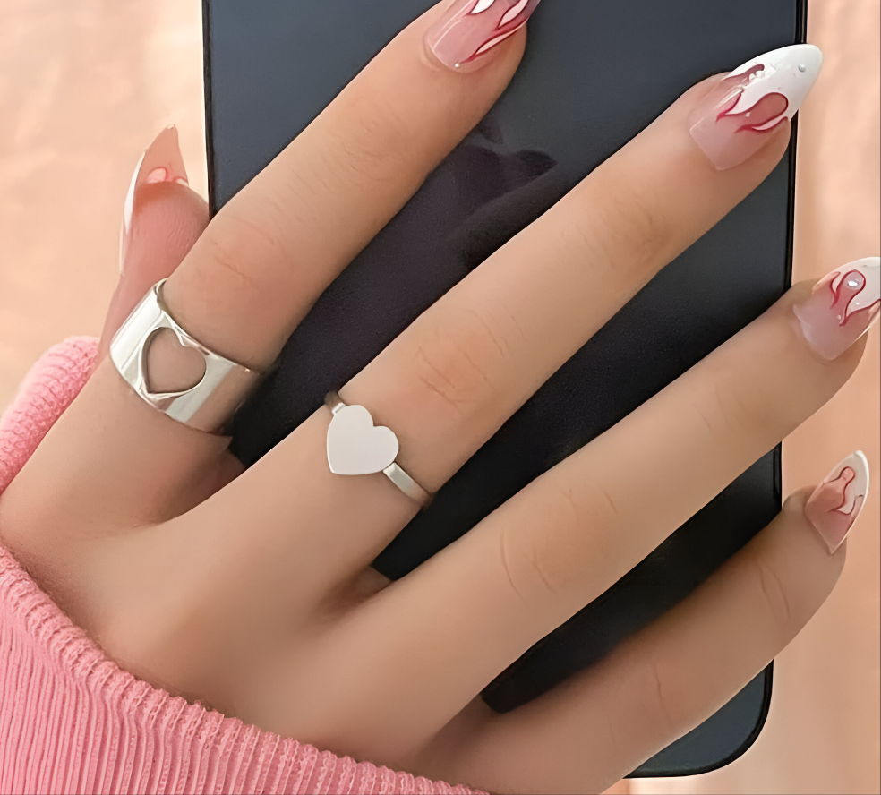 Heart Matching Silver Plated Couple Ring