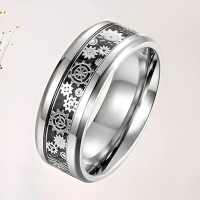 Luxurious Stainless Steel Mechanical Gear Ring
