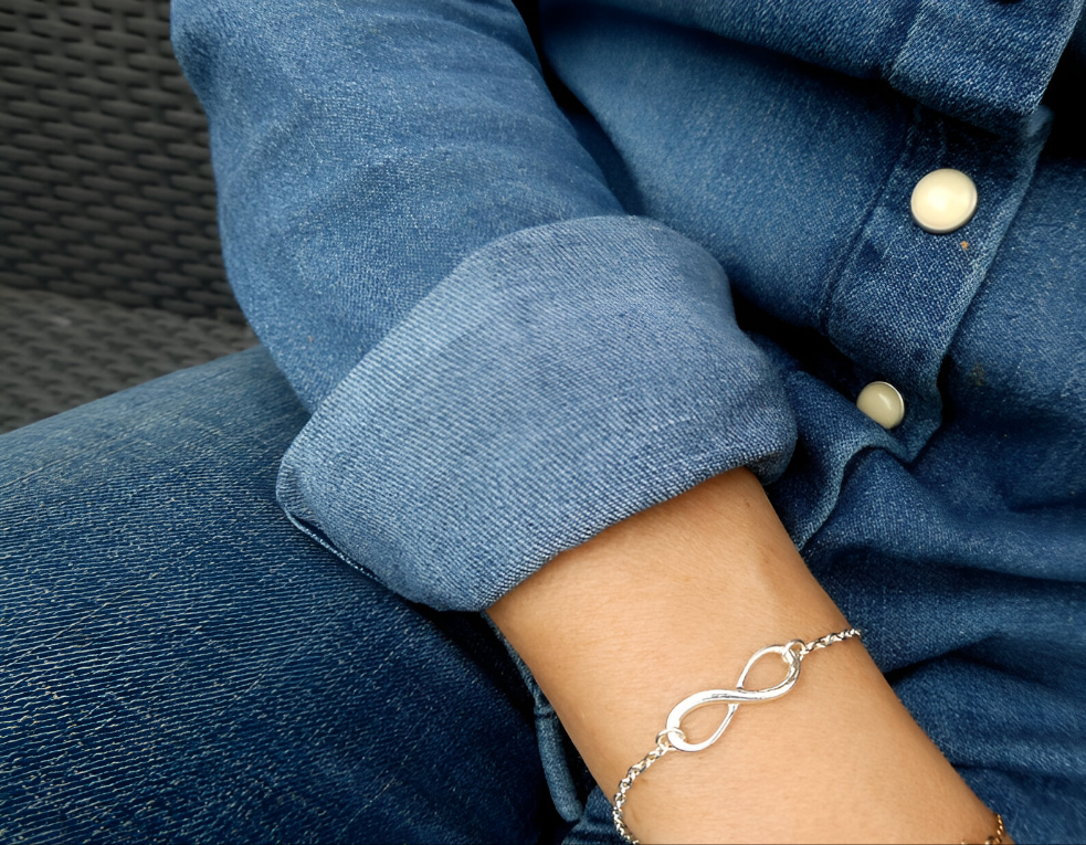 Pack of 2 Silver-Plated Infinity Bracelets for Men & Women