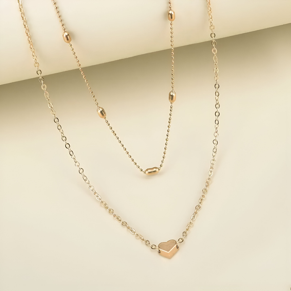 Heart Double Layered Pendant Necklace