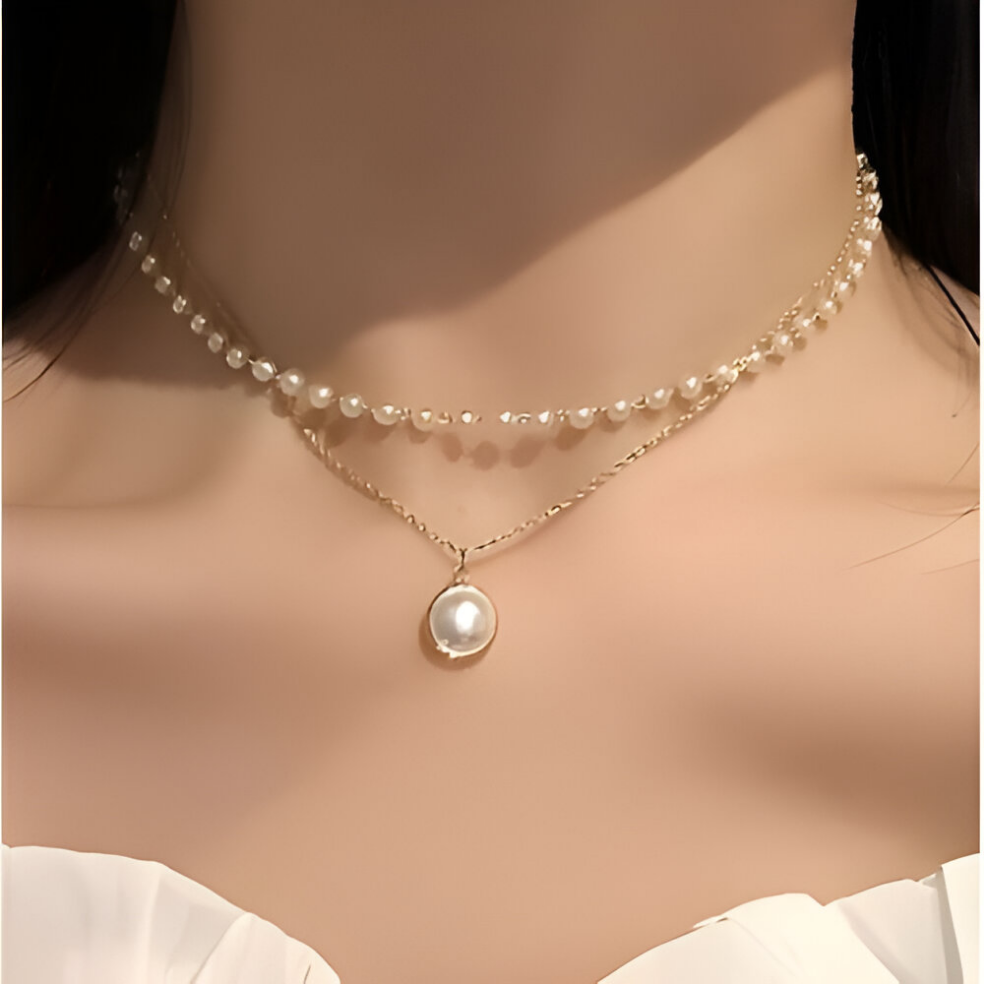 Pearl double Chain Necklace